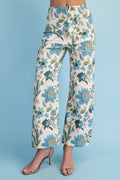Curvy Brita Blue Floral Cropped Pants