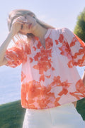 Curvy Addison Pink Red Combo Floral Top
