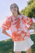 Addison Pink Red Combo Floral Top
