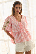 Curvy Eden Gingham Peplum Top