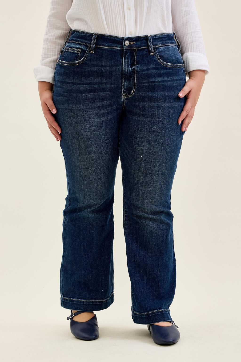 Judy Blue Curvy High Waist Petite Flair Trouser Jeans