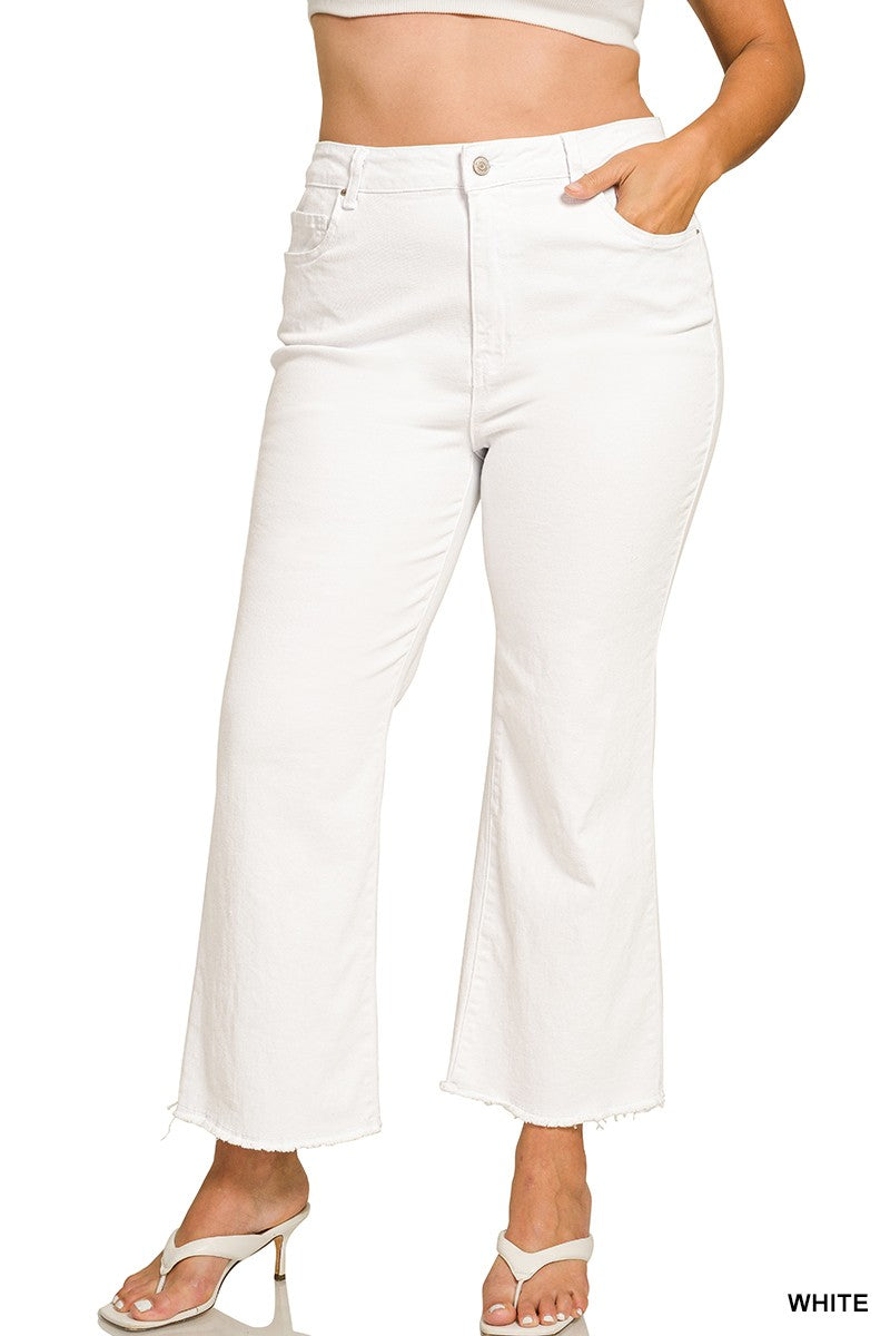 Curvy Anslie Acid Washed Frayed Hem Jeans