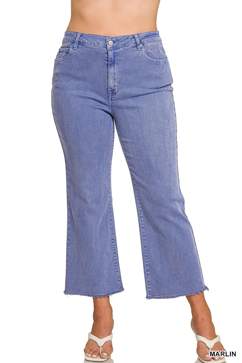 Curvy Anslie Acid Washed Frayed Hem Jeans