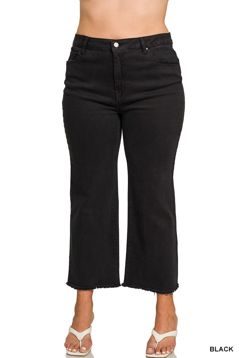 Curvy Anslie Acid Washed Frayed Hem Jeans