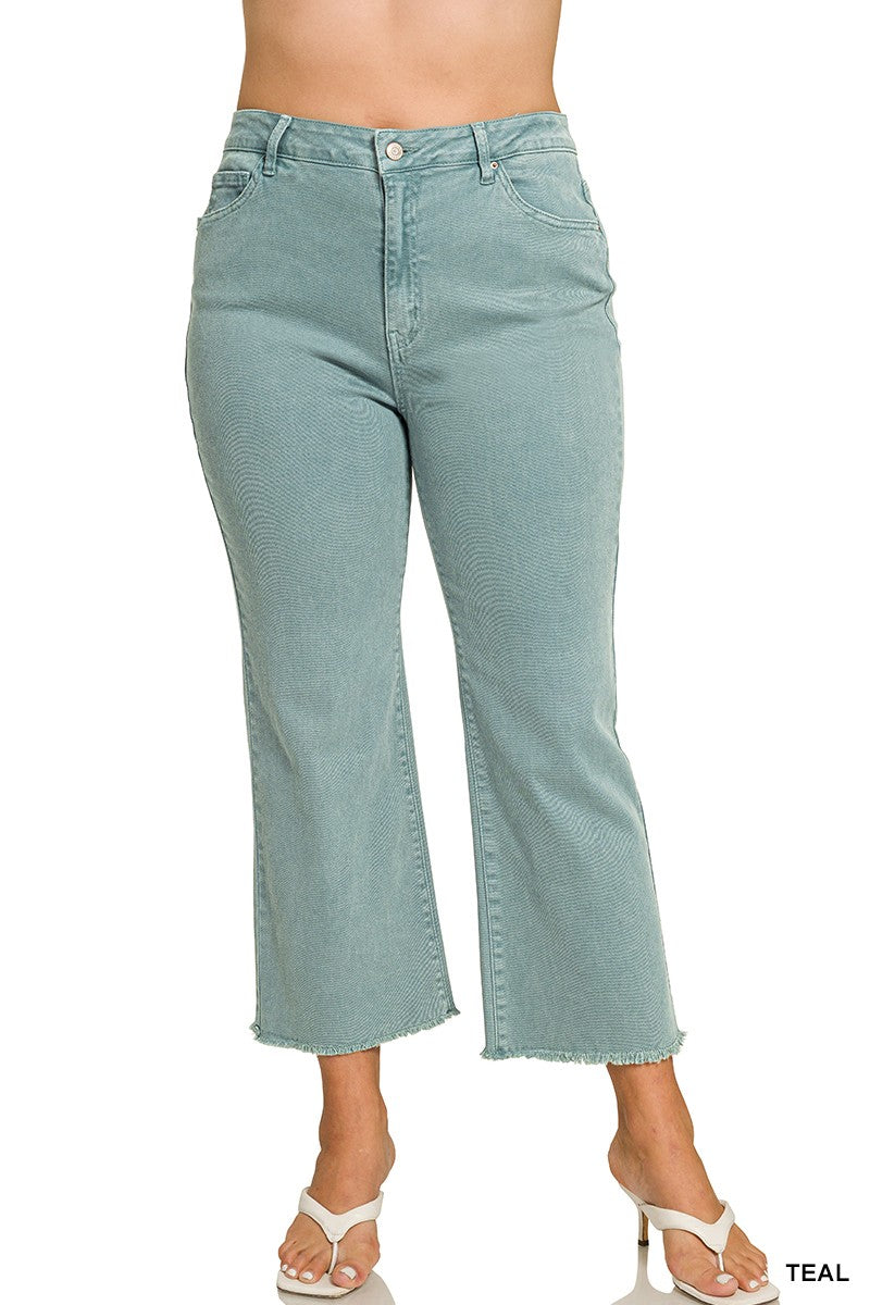 Curvy Anslie Acid Washed Frayed Hem Jeans