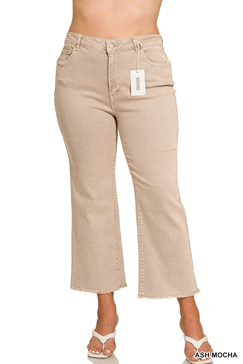 Curvy Anslie Acid Washed Frayed Hem Jeans