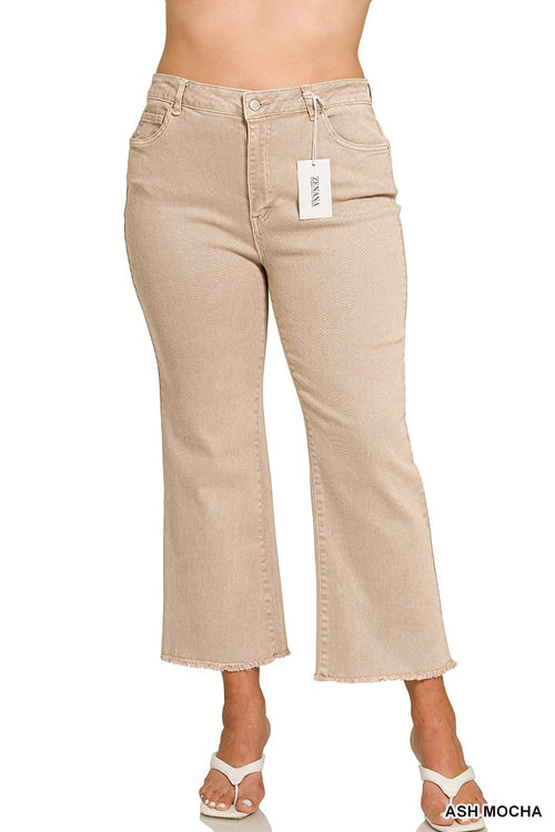 Curvy Anslie Acid Washed Frayed Hem Jeans