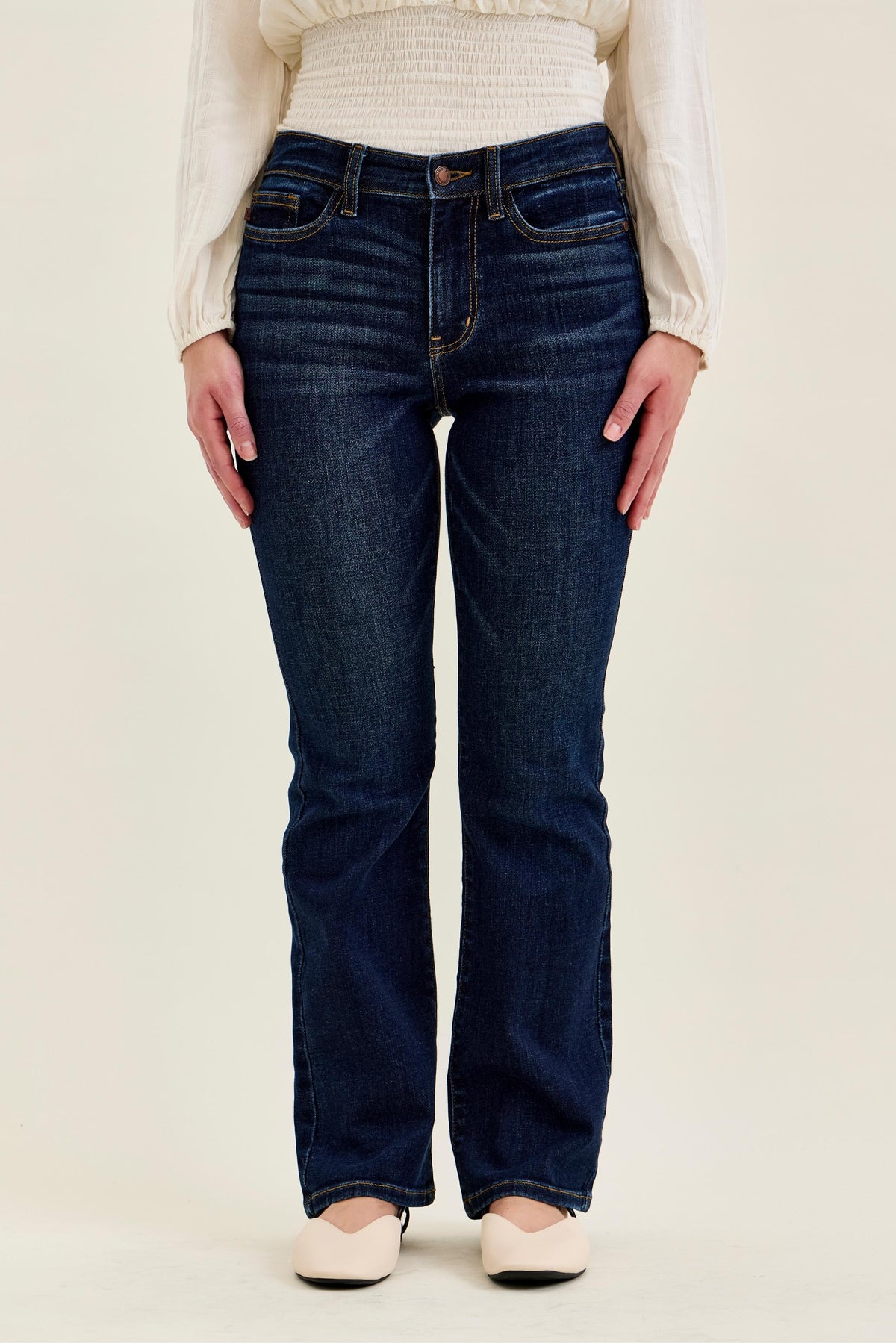 Judy Blue Mid Rise Petite Dark Wash Bootcut Jeans