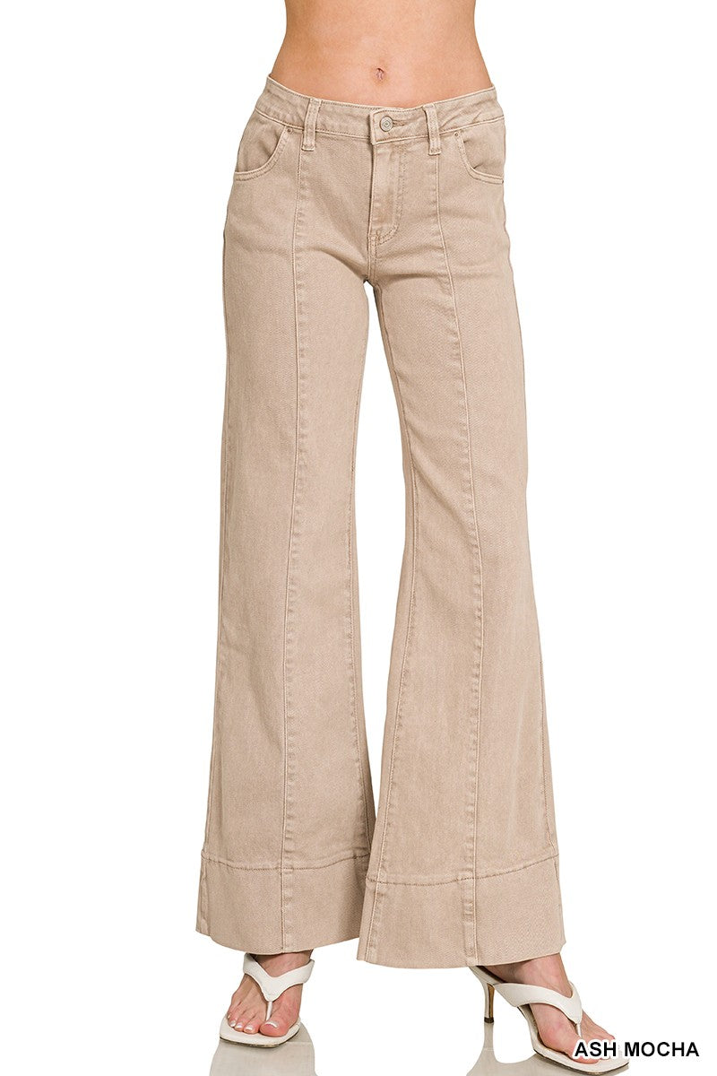 Lacey Mid Rise Wide Leg Colored Pants