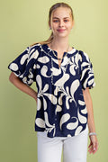 Curvy Yannah Printed Slit Neck Top