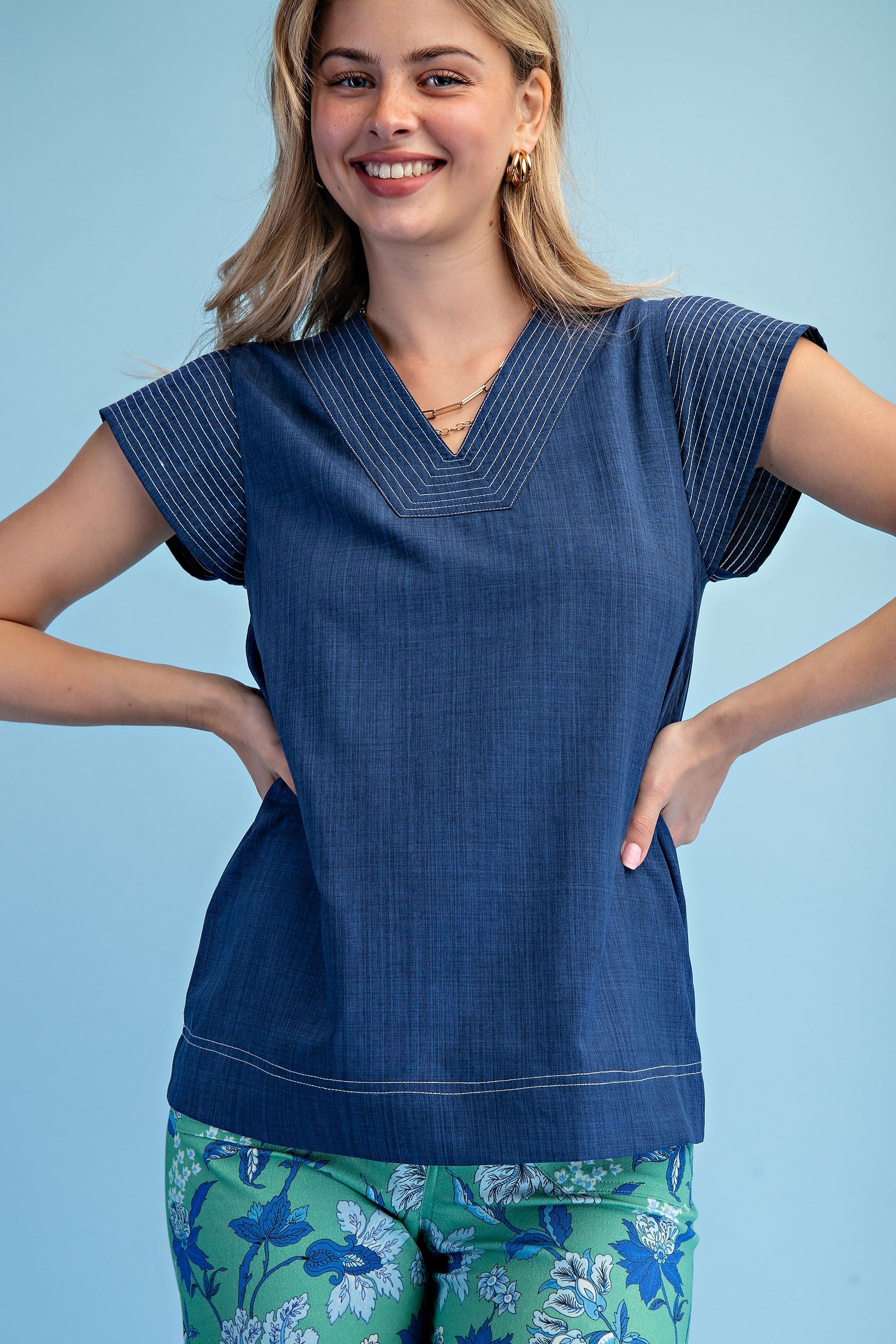 Curvy Luna Trapunto Stitched Top