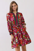 Curvy Megan Mixed Floral Scallop Trim Mini Dress