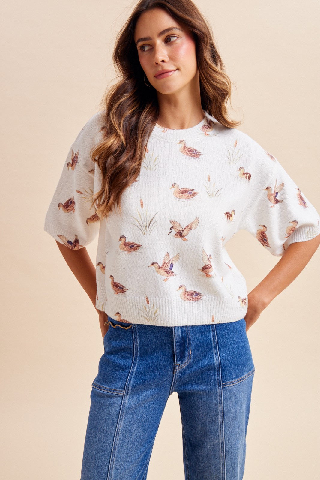 Southern Belle Mallard Print Sweater Top