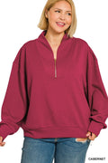 Curvy Tonya Scuba Half-Zip Pullover Top