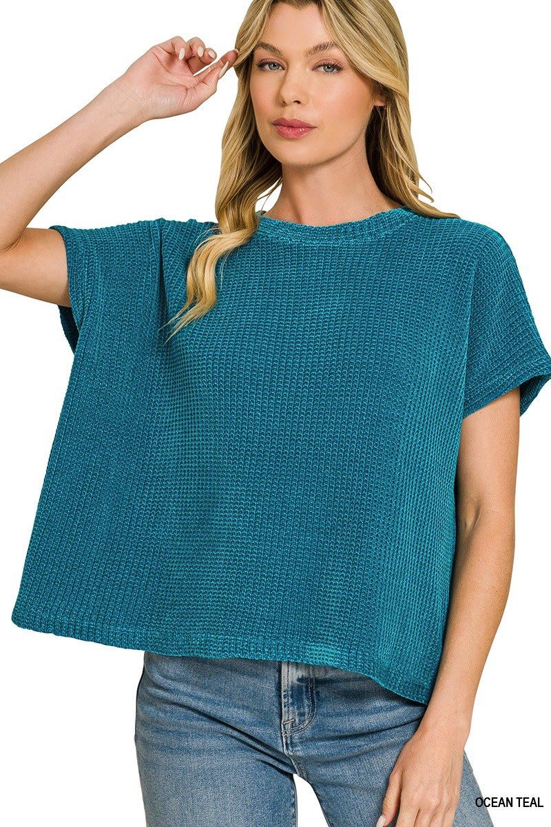 Whitley Waffle Cap Sleeve Sweater