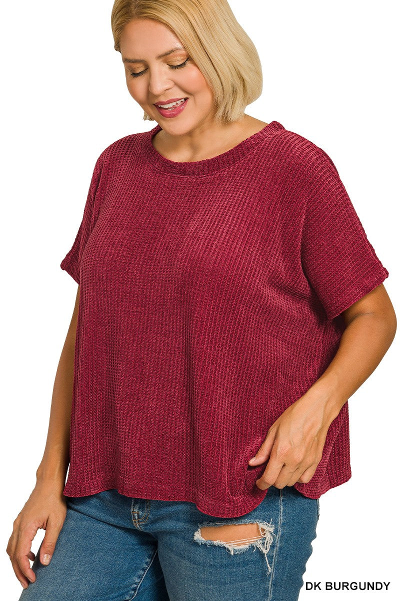 Curvy Whitley Waffle Cap Sleeve Sweater
