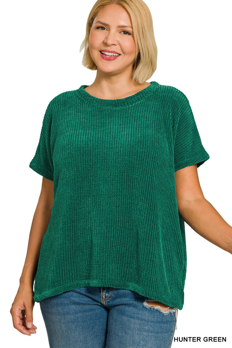 Curvy Whitley Waffle Cap Sleeve Sweater