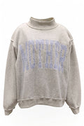 Mother Blue Striped Embroidered Mock Neck Sweatshirt