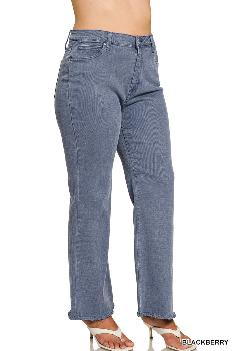 Curvy Jill Frayed Cutoff Straight Jeans