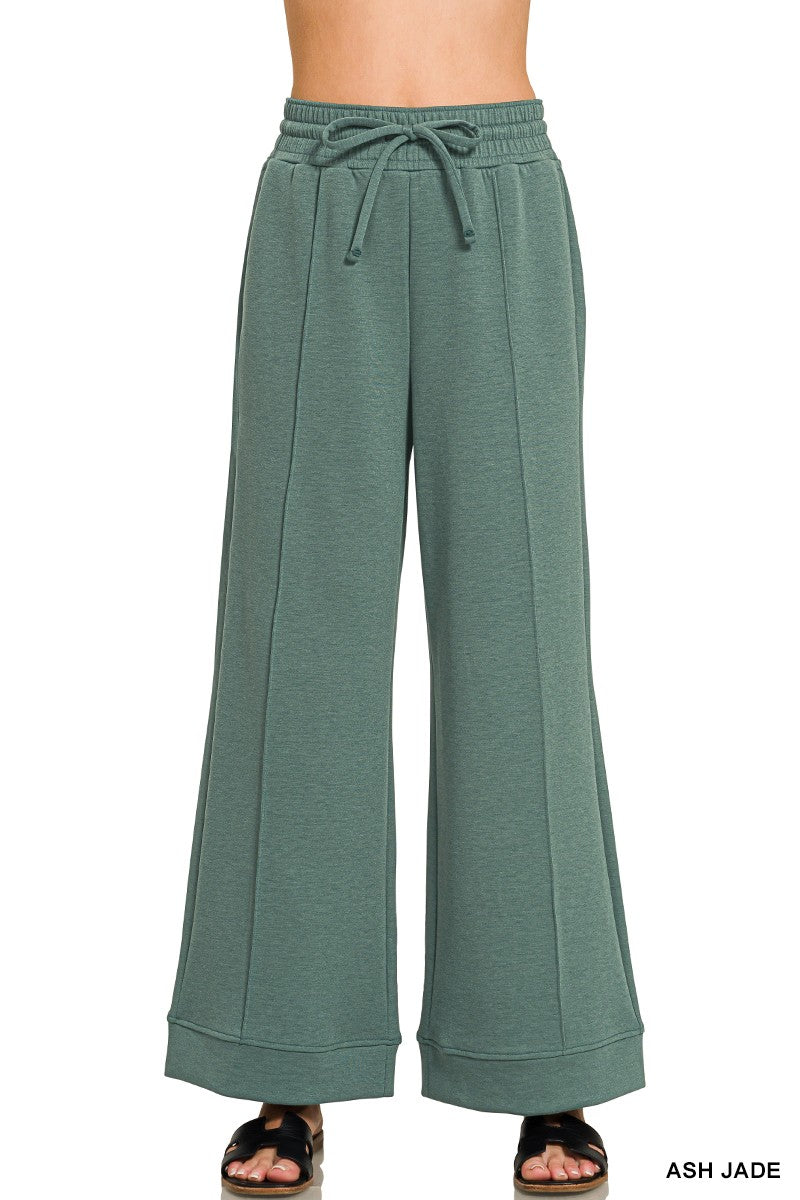 Tabitha Scuba Pintuck Wide Leg Pants