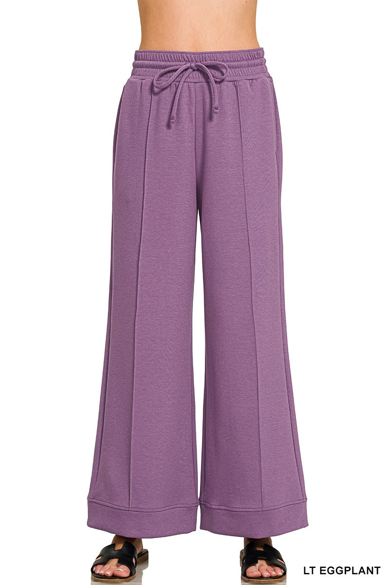 Tabitha Scuba Pintuck Wide Leg Pants