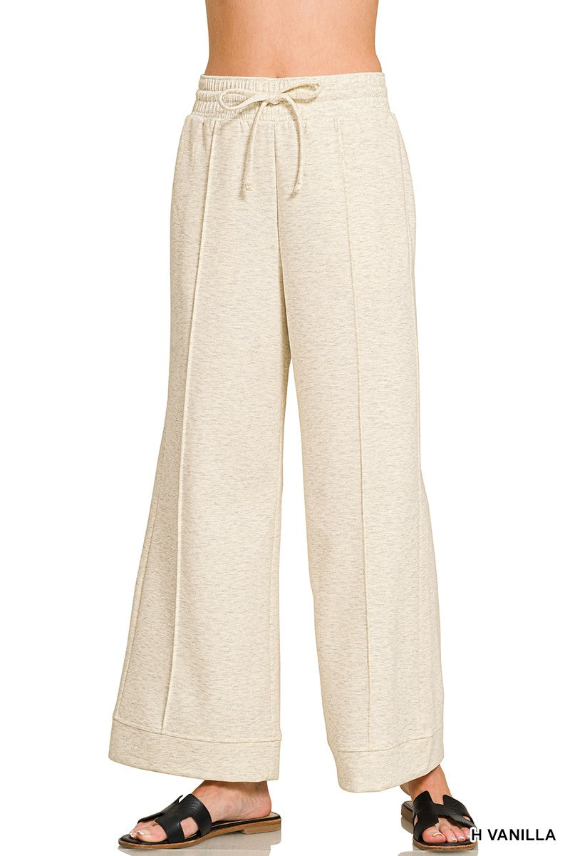Tabitha Scuba Pintuck Wide Leg Pants