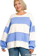Curvy Shondra Striped French Terry Top
