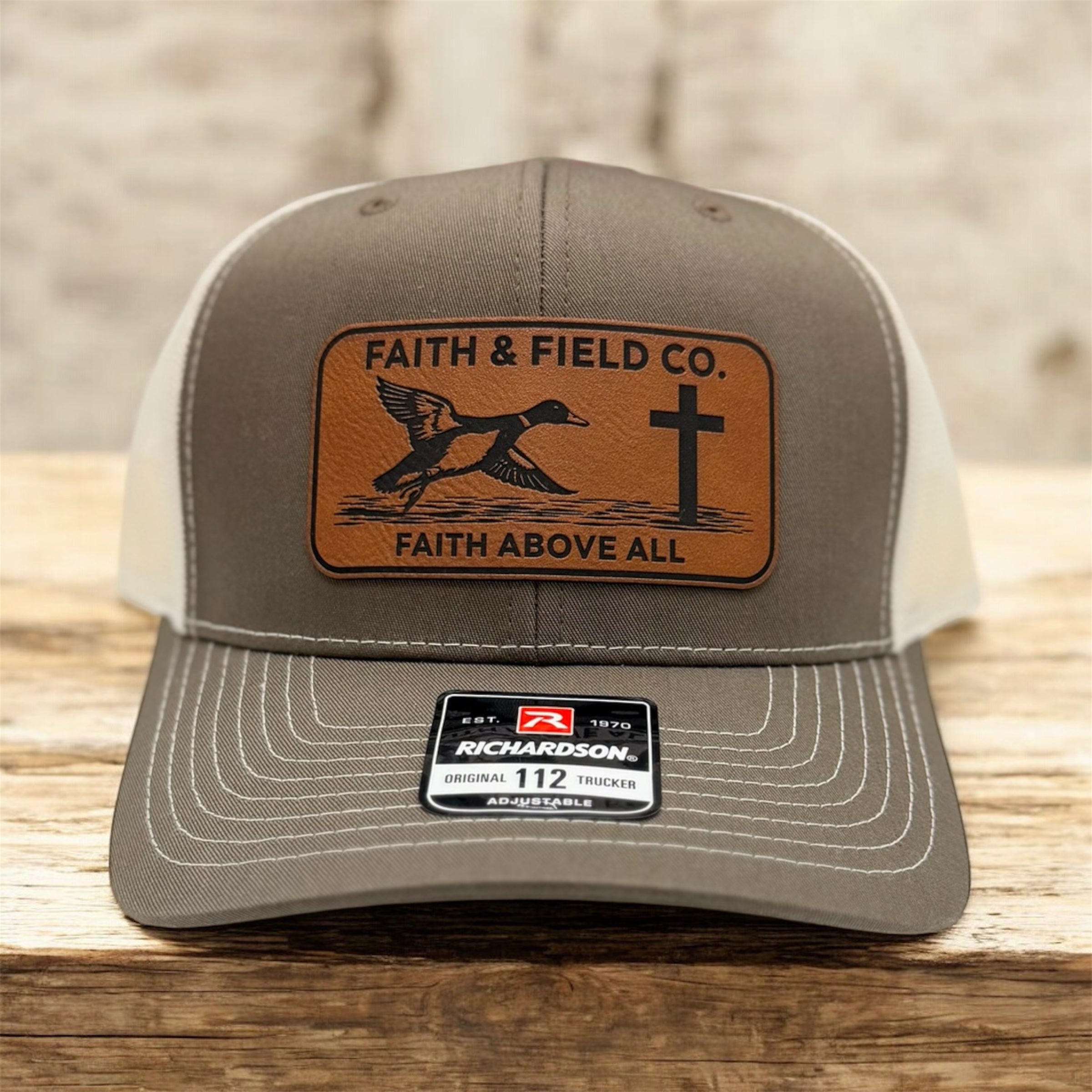 Faith And Field Co Faith Above All Leather Patch Hat
