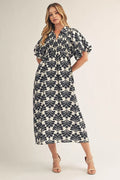 Curvy Darcey Boho Floral Smocked Midi Dress