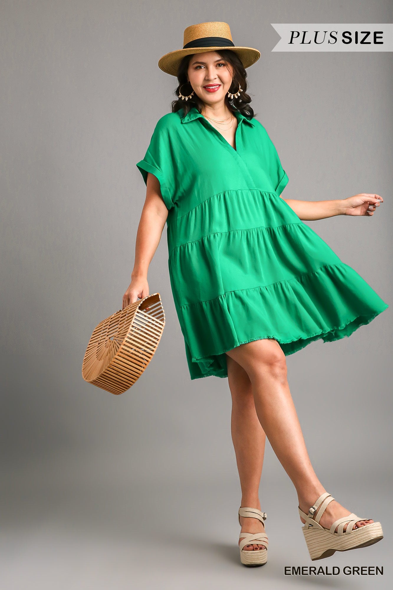 Curvy Madelyn Linen Blend Mini Dress