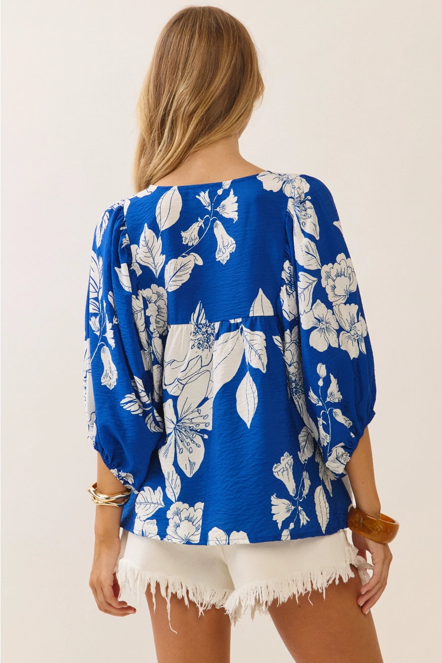 Cindy Blue Floral Top
