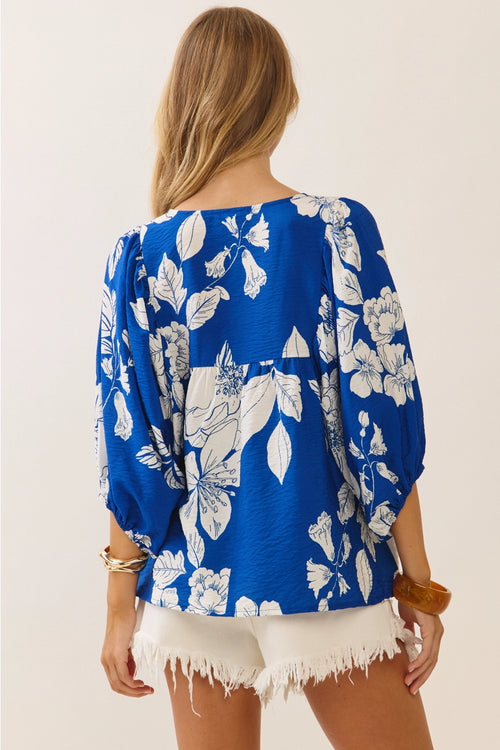 Cindy Blue Floral Top