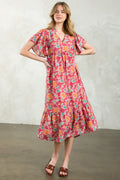 Marissa Flutter Sleeve Flower Print Dress