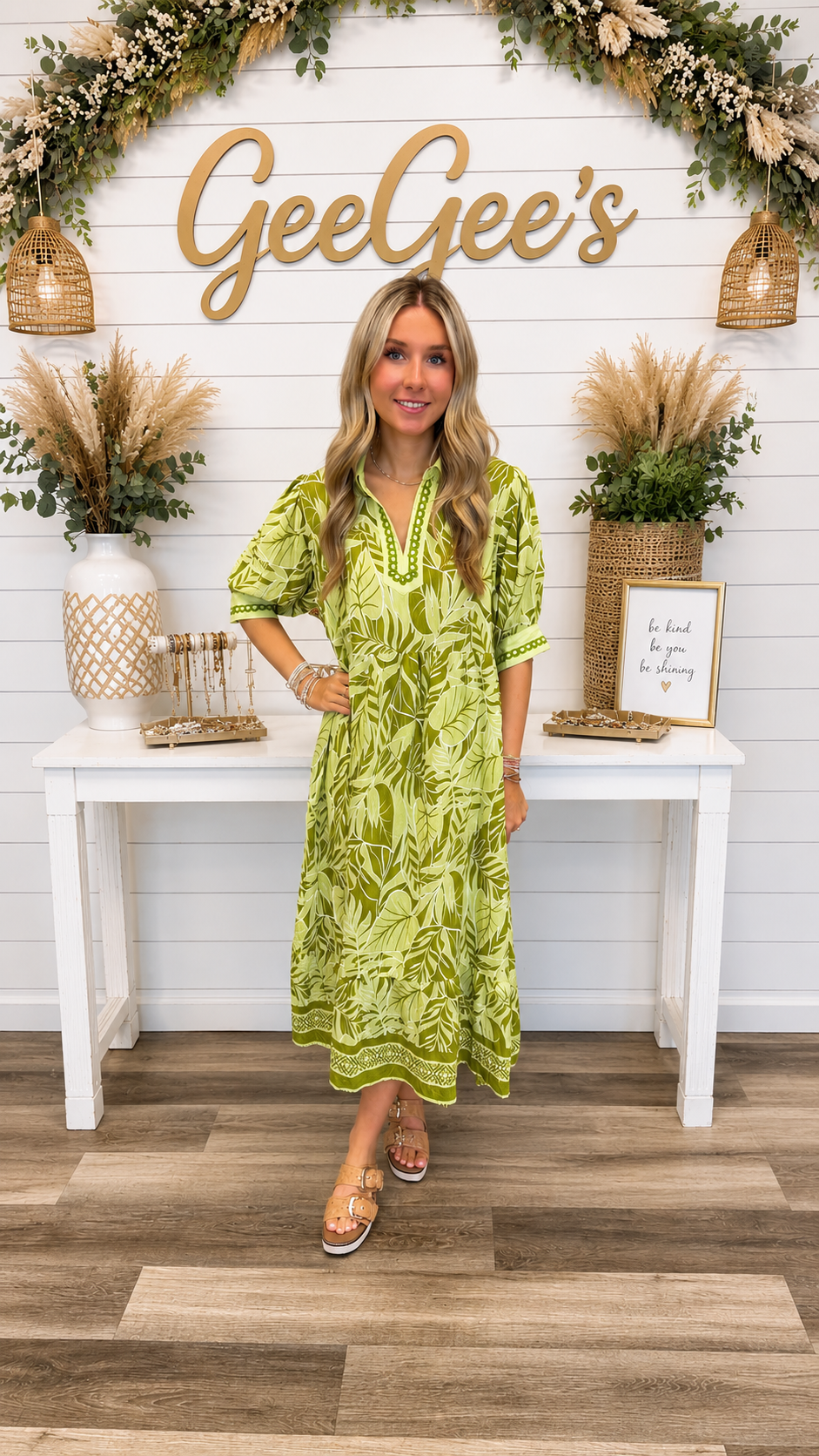 Darla Leafy Border Print Midi Dress