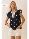Daisy Dots Flutter Sleeve Blouse