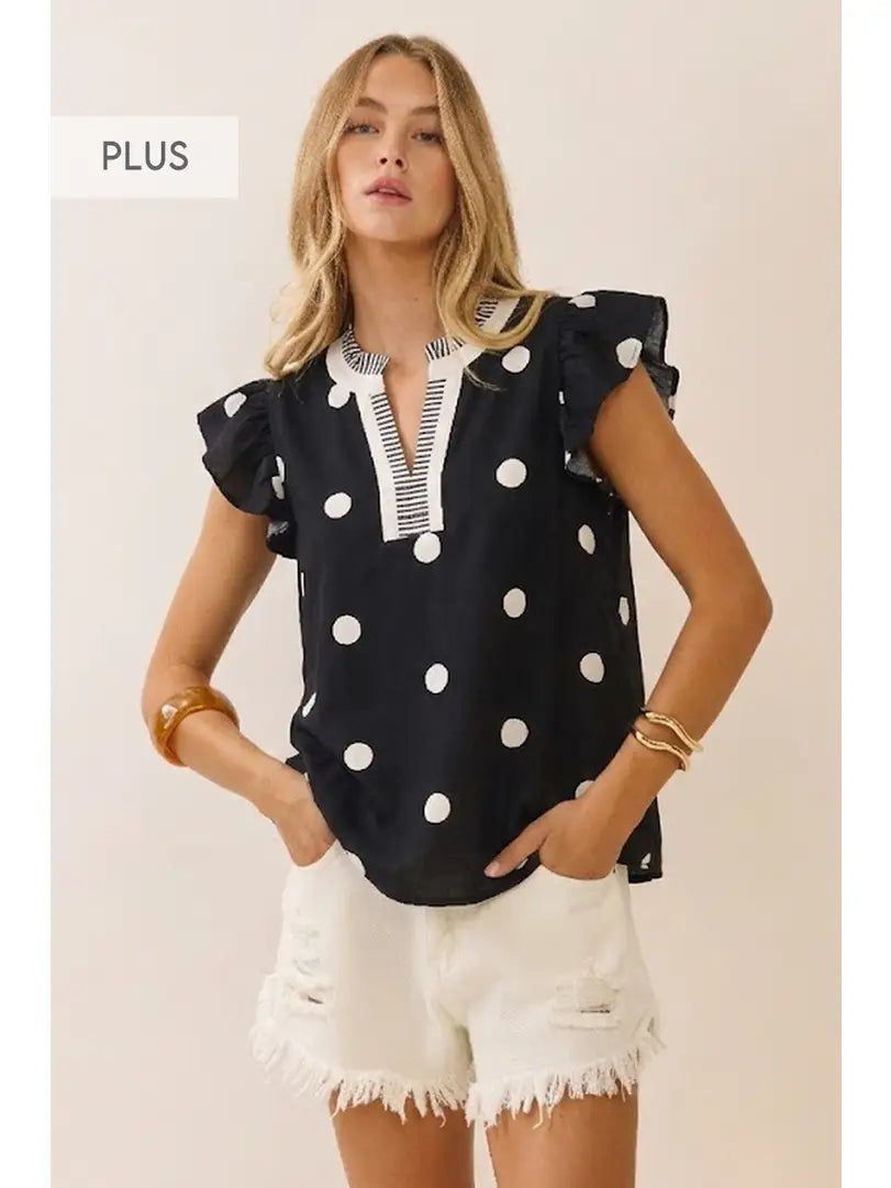 Daisy Dots Flutter Sleeve Blouse