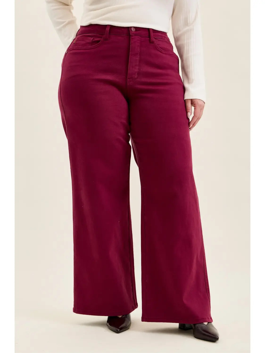 Curvy Judy Blue Boysenberry Lux Retro Wide Leg Jeans
