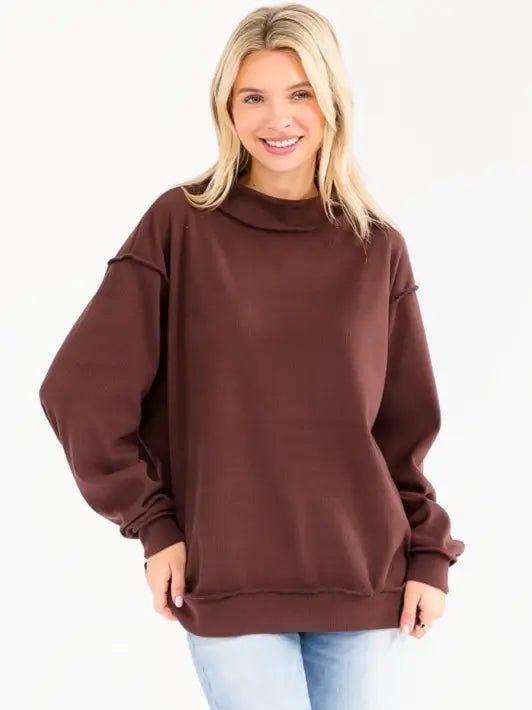 Molly Mocha Mock Neck Top