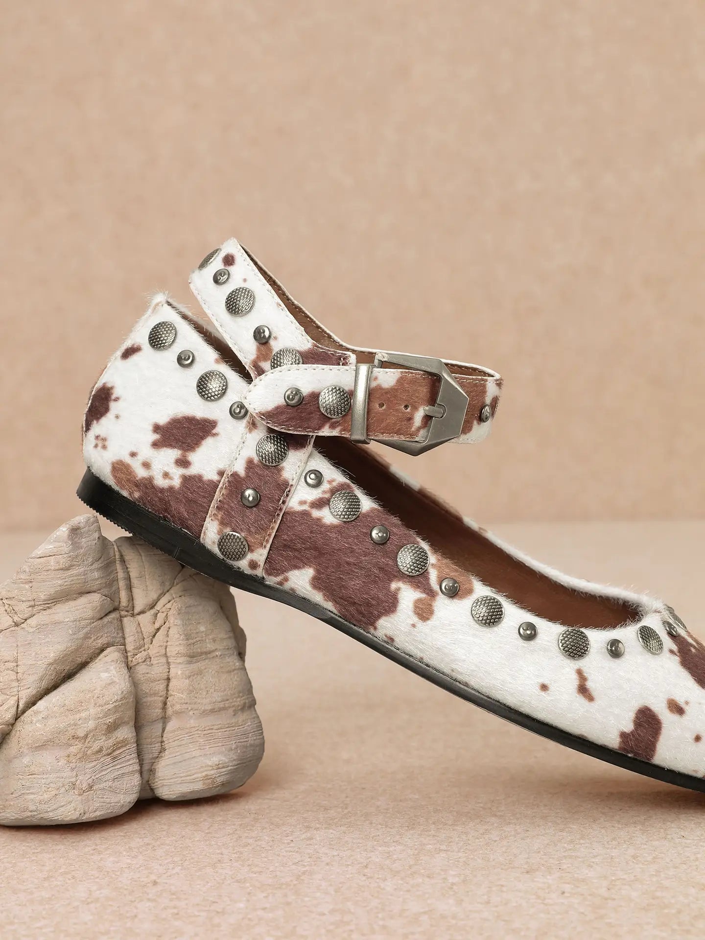 Mystic Studded Ankle Strap Ballerinas Flats.