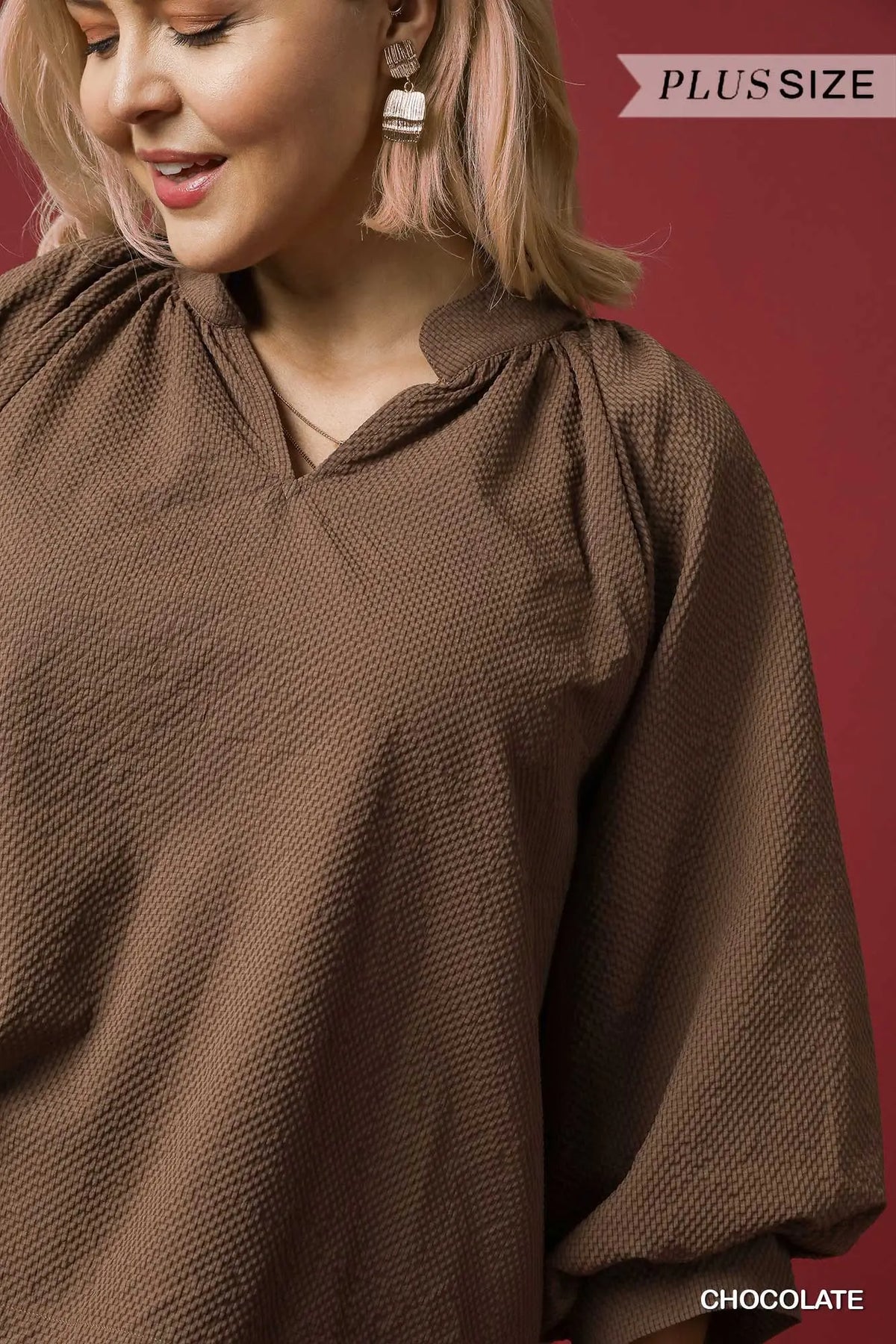 Curvy Autumn Scallop Hem Top