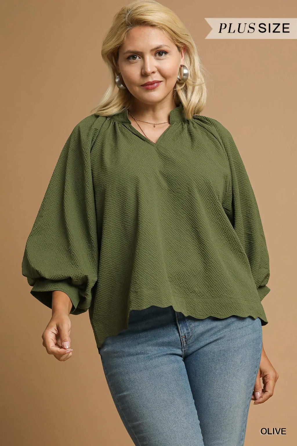 Curvy Autumn Scallop Hem Top