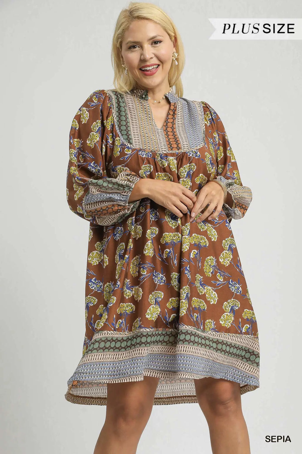 Curvy Marcie Border Print Tunic Dress