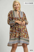 Curvy Marcie Border Print Tunic Dress