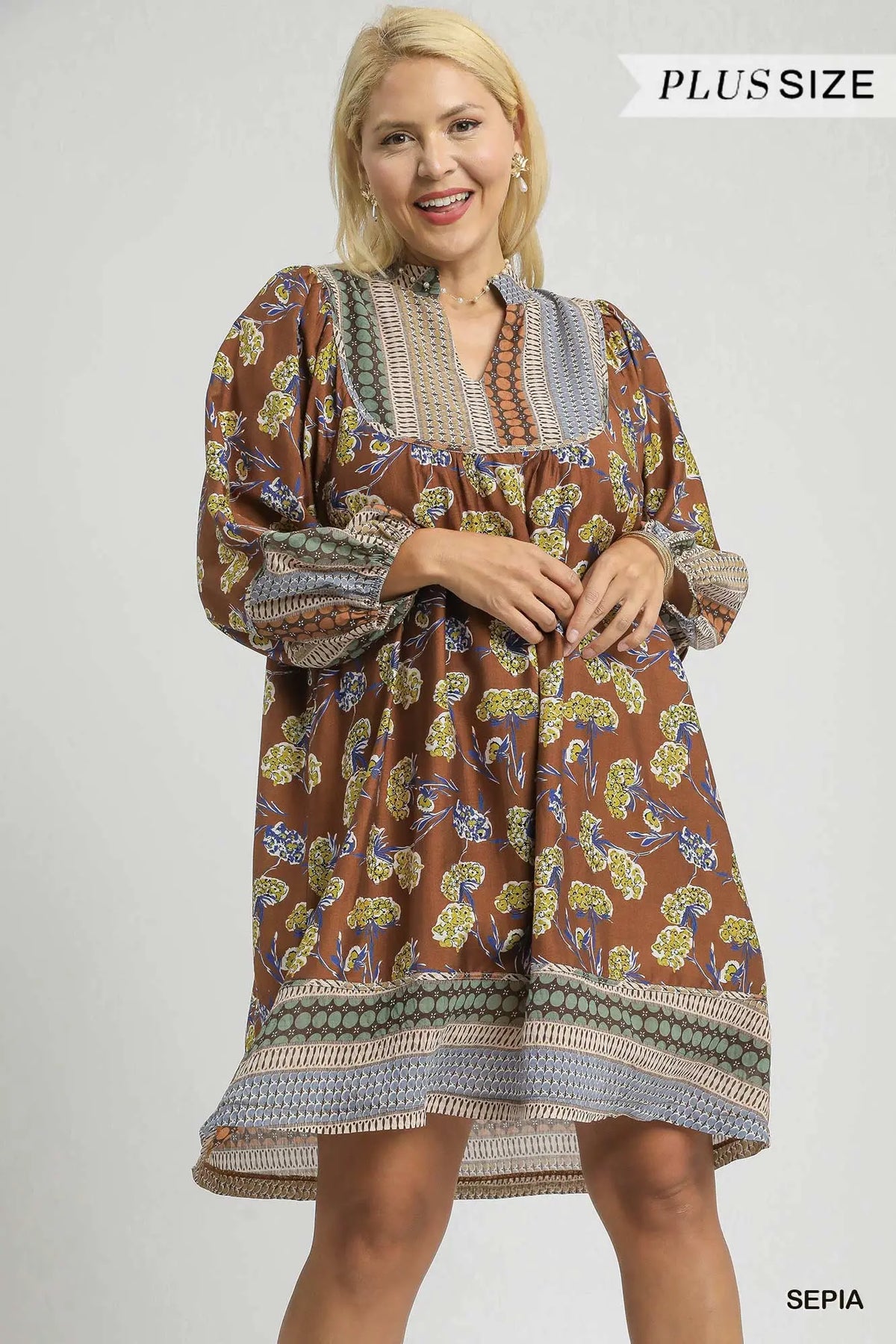 Curvy Marcie Border Print Tunic Dress