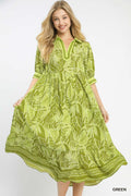 Darla Leafy Border Print Midi Dress