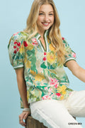 Greta Jacquared Bloomscape Print Top