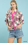 Chloe Jade Mix Paisley Scallop Trim Top