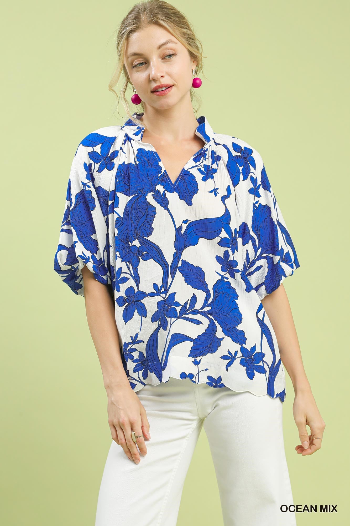 Violet Floral Print Top