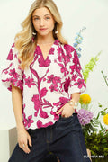 Violet Floral Print Top