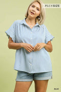 Curvy Sydney Scallop Trim Striped Top